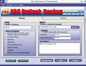 ABC Outlook Backup screenshot 2