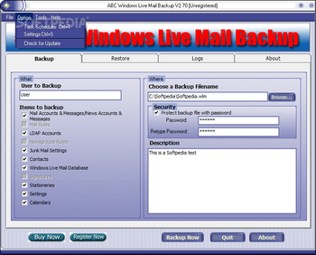 ABC Windows Live Mail Backup screenshot 3