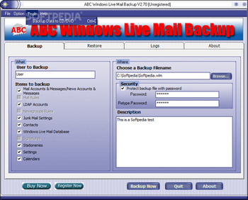 ABC Windows Live Mail Backup screenshot 4