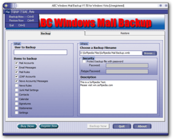 ABC Windows Mail Backup screenshot 2