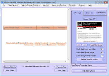 ABCWebWizard Website Designer screenshot