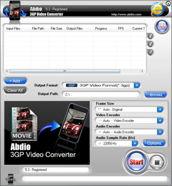 Abdio 3GP Video Converter screenshot