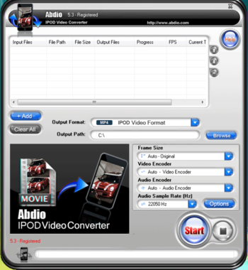 Abdio IPOD Video Converter screenshot 2