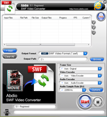 Abdio SWF Video Converter screenshot