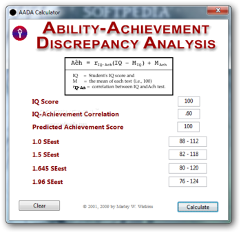 Ability-Achievement Discrepancy Analysis screenshot
