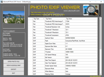 Abonsoft Photo EXIF Viewer screenshot
