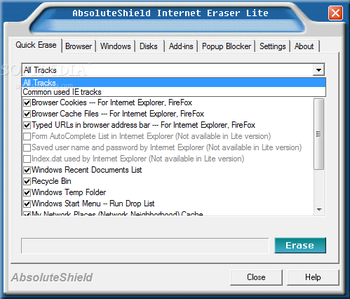 AbsoluteShield Internet Eraser Lite screenshot