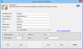 abylon SELFCERT screenshot