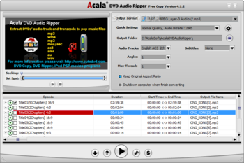 Acala DVD Audio Ripper screenshot