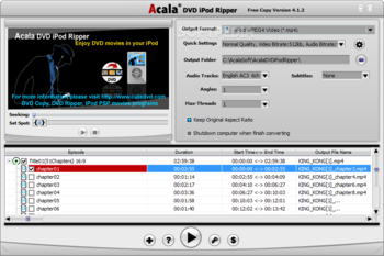 Acala DVD iPod Ripper screenshot