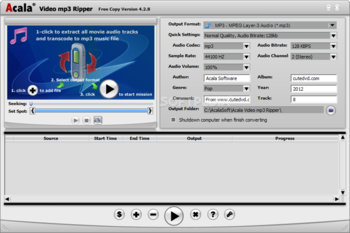 Acala Video MP3 Ripper screenshot