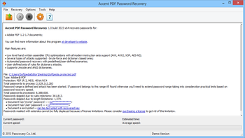Accent PDF Password Recovery screenshot