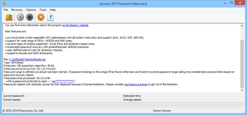Accent ZIP Password Recovery screenshot