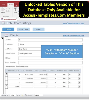 Access Database Hotel Management Templates screenshot