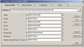 Access Database Reporter System screenshot