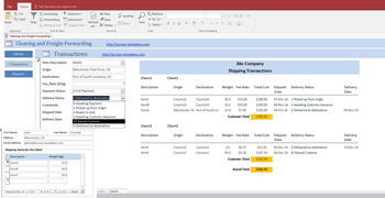 Access Database Shipping Customs Clearance and Freight Forwarding Template screenshot