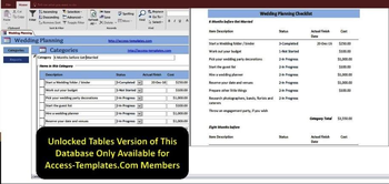 Access Database Wedding Planning Checklist with Timeline screenshot