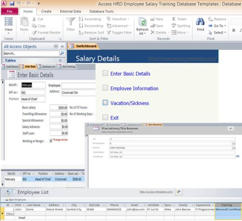Access HRD Employee Salary Training Database Templates screenshot