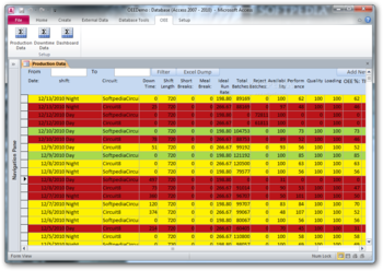 Access OEE Database screenshot