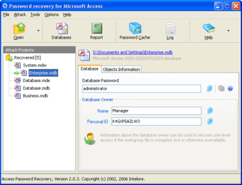 Access Password Recovery Pro screenshot