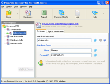 Access Password Recovery Pro screenshot 2