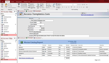 Access Video and Movie Rentals System Management Database Templates screenshot