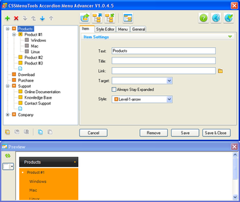 Accordion Menu Advancer for Dreamveawer screenshot