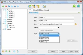 Accordion Menu Advancer for Dreamveawer screenshot 2