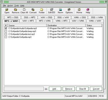 ACE-HIGH MP3 WAV WMA OGG Converter screenshot