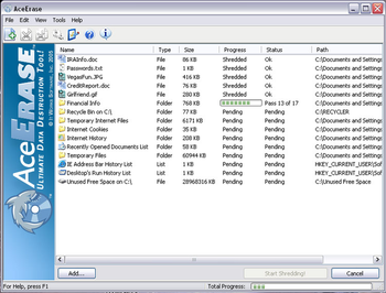 AceErase File Shredder- Free screenshot