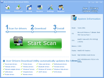 Acer Drivers Download Utility screenshot