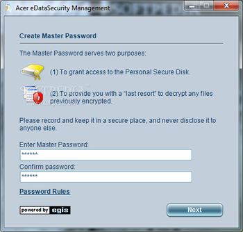 Acer eDataSecurity Management screenshot