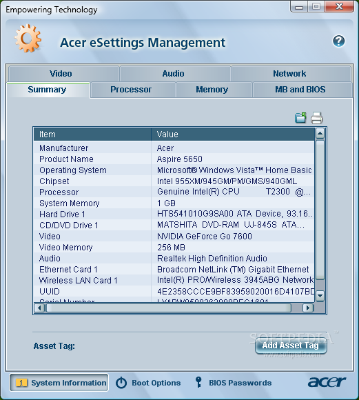 acer enet management windows 7 download