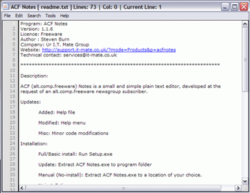 ACF Notes screenshot