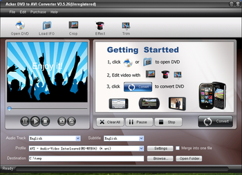 Acker DVD to AVI Converter screenshot 2