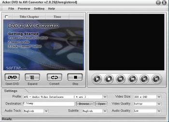 Acker DVD to AVI Converter screenshot 3