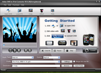 Acker DVD to iPod Converter screenshot