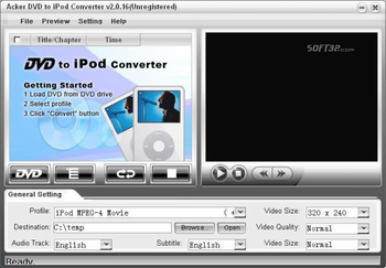 Acker DVD to iPod Converter screenshot 2
