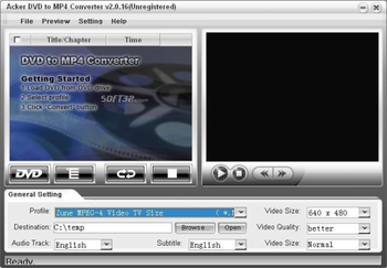 Acker DVD to MP4 Converter screenshot 2