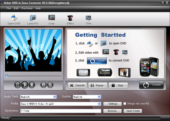 Acker DVD to Zune Converter screenshot 2