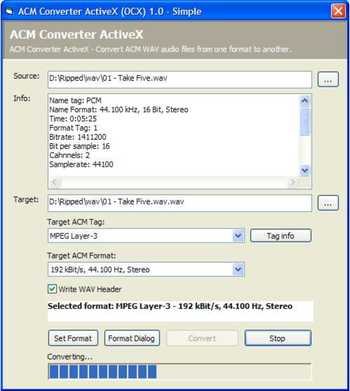 ACM Converter ActiveX (OCX) screenshot