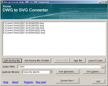 Acme DWG to SVG Converter 2010 screenshot