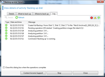 Acronis Backup Advanced for Windows Server screenshot