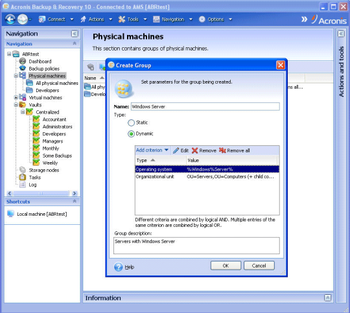 Acronis Backup & Recovery 11 Advanced Server screenshot 2