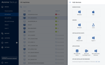 Acronis Backup Virtual Host screenshot