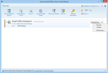 Acronis Small Office: Server Cloud Backup screenshot