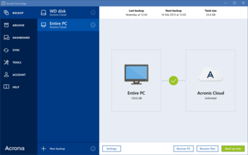 Acronis True Image Cloud screenshot