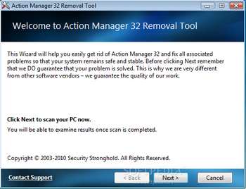 Action Manager 32 Removal Tool screenshot