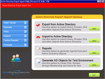Active Directory Export Import Tool screenshot