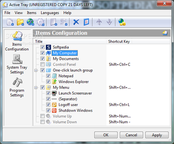 Active Tray screenshot